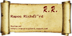 Rapos Richárd névjegykártya